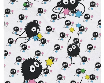 Lutins de suie avec étoiles | Jeté douillet pour enfants | Couverture en peluche veloutée fantaisiste |