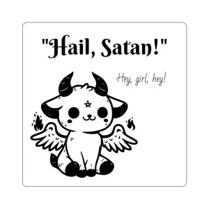 Little Devils Cute Demon Hey, Girl Hey! Naklejka czarno-biała