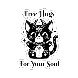 Naklejka Little Devils Cute Demon Cat Hugs