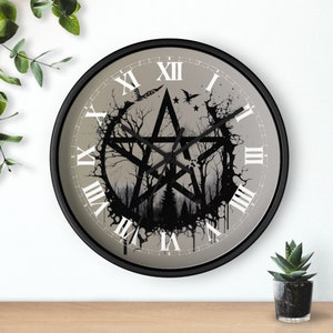 Pretty Pagan | Black Dripping Pentagram | Wall Clock