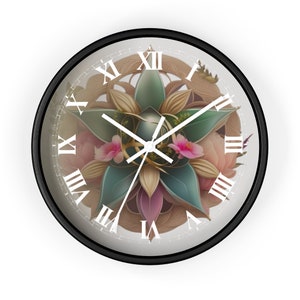 Pretty Pagan | Pretty Floral Pentagram | Wall Clock