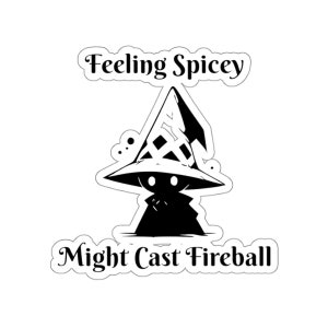 Małe Diabły | Uroczy Czarodziej | Pikantne uczucie | Naklejka Might Cast Fireball B&W