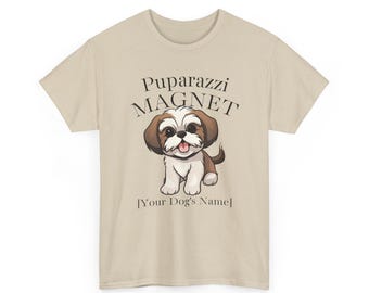 Personalized Shih Tzu 'Puparazzi Magnet' Unisex Tee | Fun Dog Parent Shirt, Cute Animal Apparel, Unique Canine T-Shirt