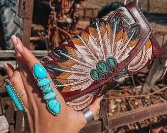 The Hunters Wife Cowhide Tooled Wallet