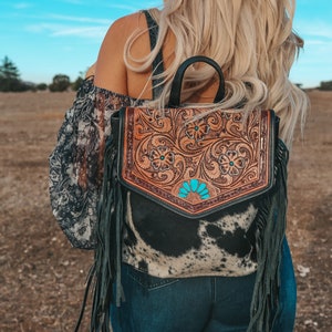 13 Medium Ladies Brown Leather Fringe Backpack Purse Cool Book Bags f –  igemstonejewelry