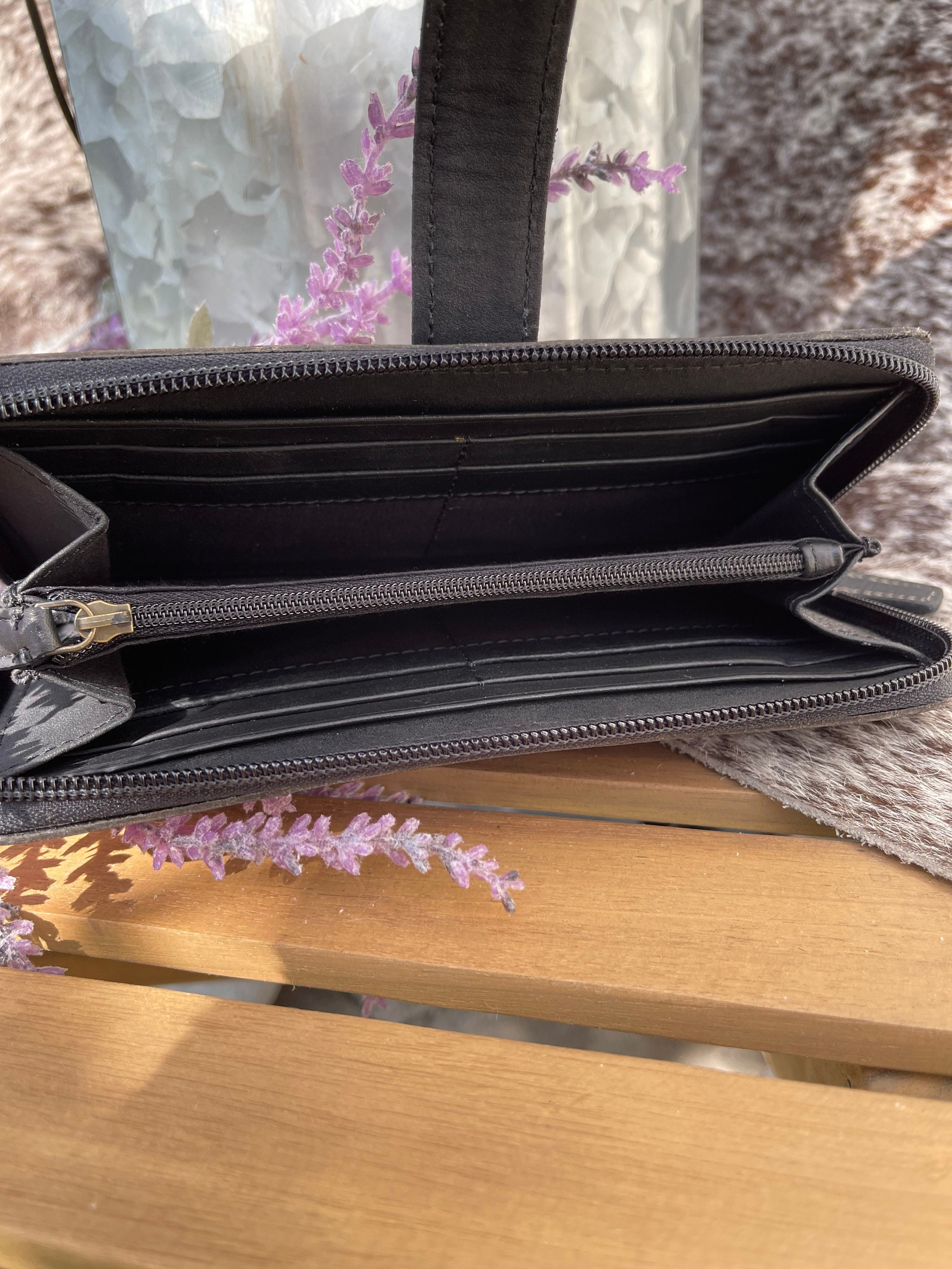 Genuine Leather Tooled Womens Western Wallet Faux Turquoise Etsy