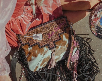 Dolly Taught Me a Haute Southern Hyde by Beth Marie Exclusive Cowhide Tooled Purse