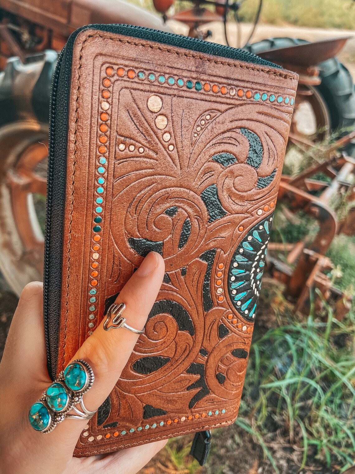 Myra Genuine Hand Tooled Leather Wallet Cowgirl Country Etsy