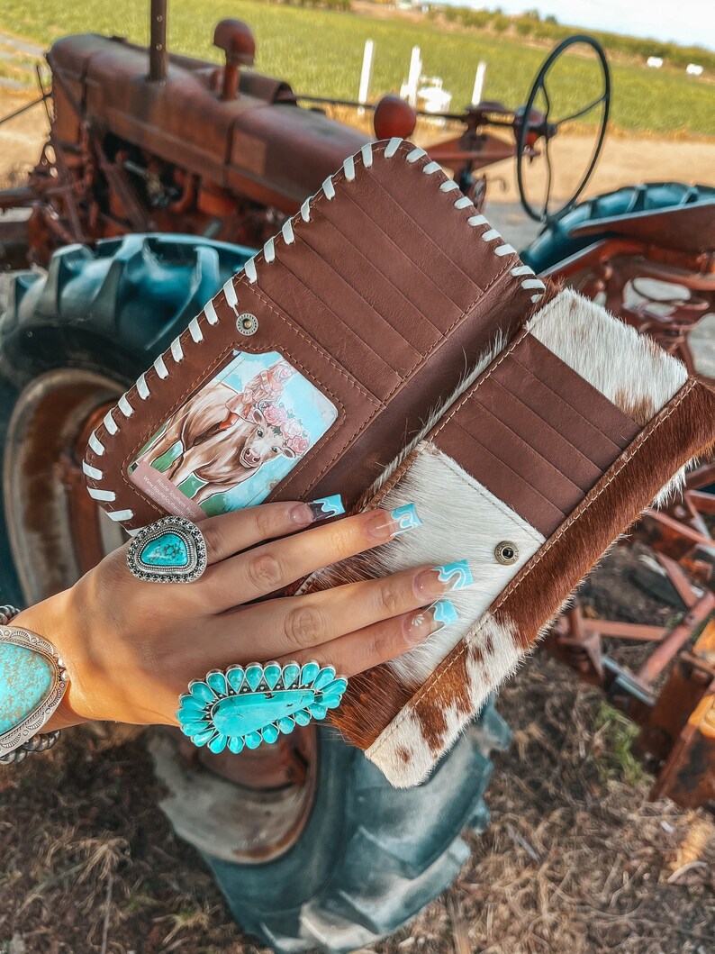 Genuine Leather and Cowhide Womens Western Wallet Etsy
