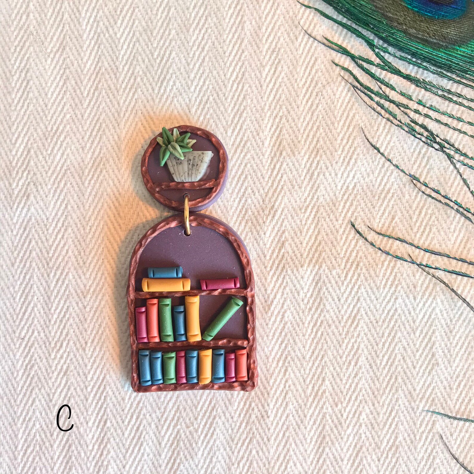 Fern and Bookshelf Earrings Clay Earrings Plant Earrings Etsy