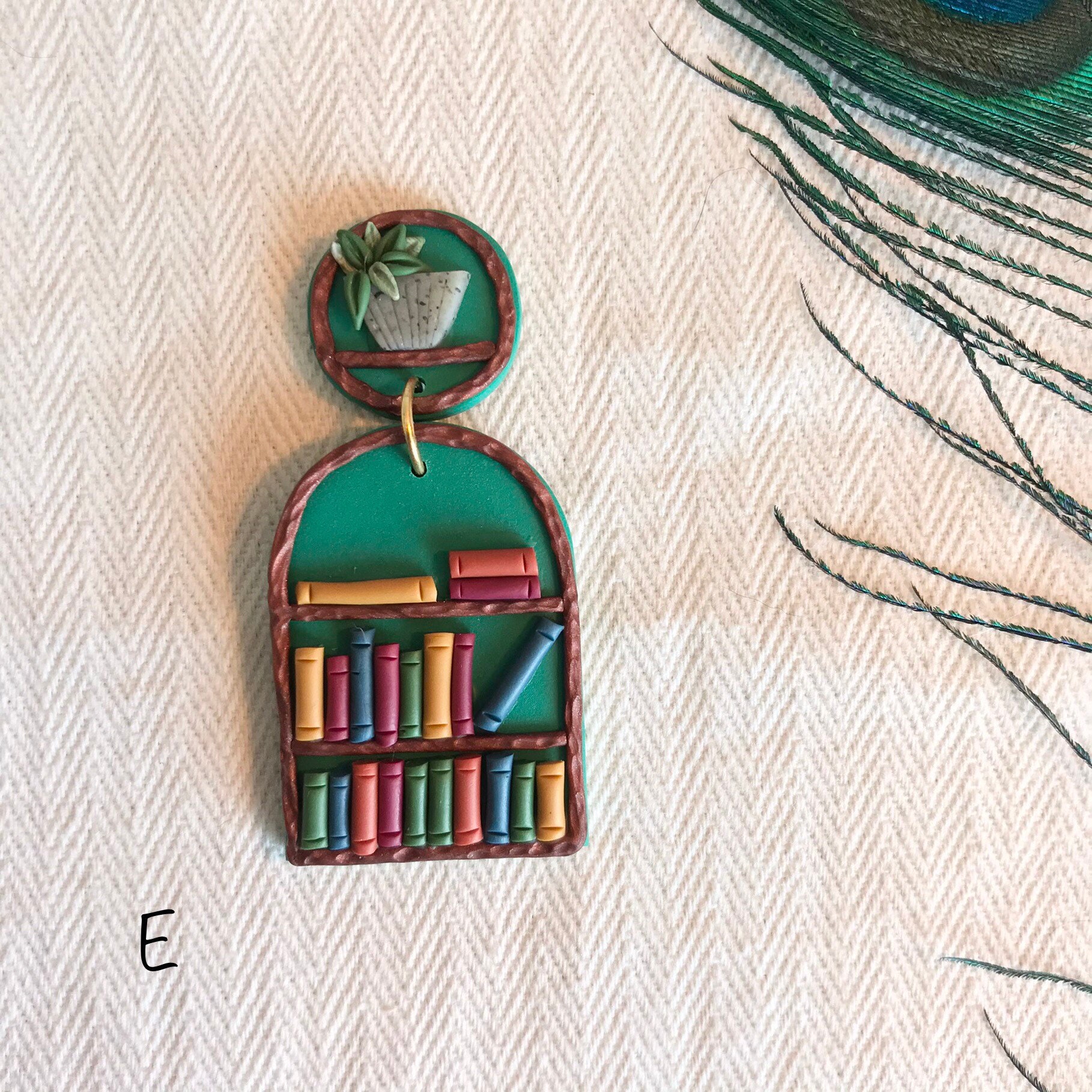 Fern and Bookshelf Earrings Clay Earrings Plant Earrings Etsy