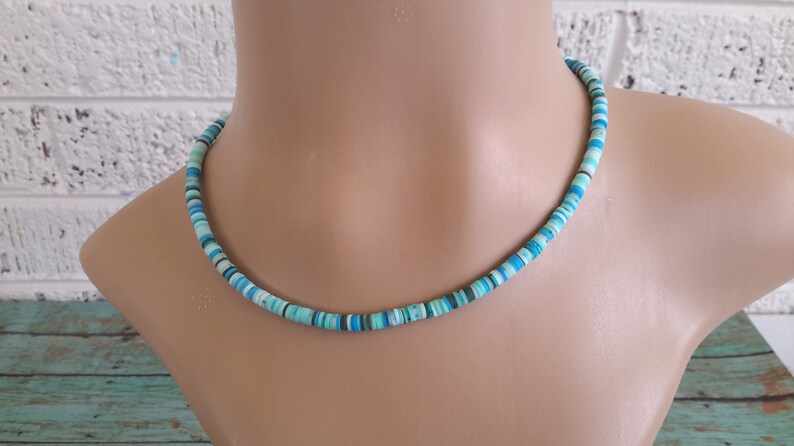 surfing choker beach choker unisex choker Blue disc choker womens choker boho necklace dainty choker hippie choker teen choker