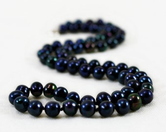 Collier de perles noires, collier personnalisé, perle d'eau douce, perles rondes, cadeau pour elle, collier de perles nouées, inspiration vintage