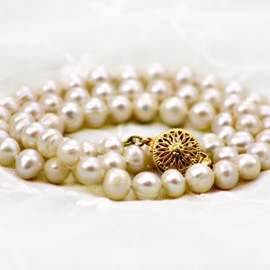 Süßwasser Perlenkette, Klassische Perlenkette, Hochzeitsperlen, Echte Perlenkette, Halskette Geschenk für Sie, Vintage Perlenkette