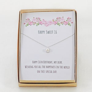 Sweet 16 Gift, 16th Birthday Gift for Her, Gift for Daughter, Gift for Niece, Gift for Sweet 16, Dainty Pearl Necklace, Freshwater Pearl