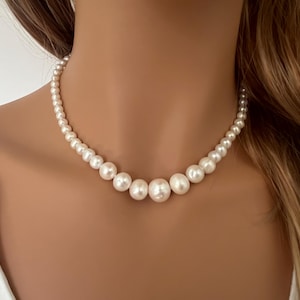 Graduated Pearl Necklace, Classic Pearl Necklace, Freshwater Pearl, Real Pearl Necklace, Personalized Pearl Necklace, Vintage Pearl Necklace