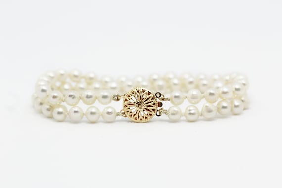 Two Strand Pearl Bracelet, Freshwater Pearl Bracelet, 2 Row Pearl Bracelet, Multistrand Pearl Bracelet, Real Pearl Bracelet with Two Rows