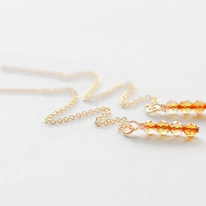 Citrine Earrings, 14K Gold Filled, November Birthstone Earrings, Citrine Earrings Dangle, Citrine Threader Earrings, Natural Citrine