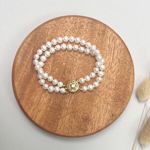 Two Strand Pearl Bracelet, Freshwater Pearl Bracelet, 2 Row Pearl Bracelet, Multistrand Pearl Bracelet, Real Pearl Bracelet with Two Rows image 8