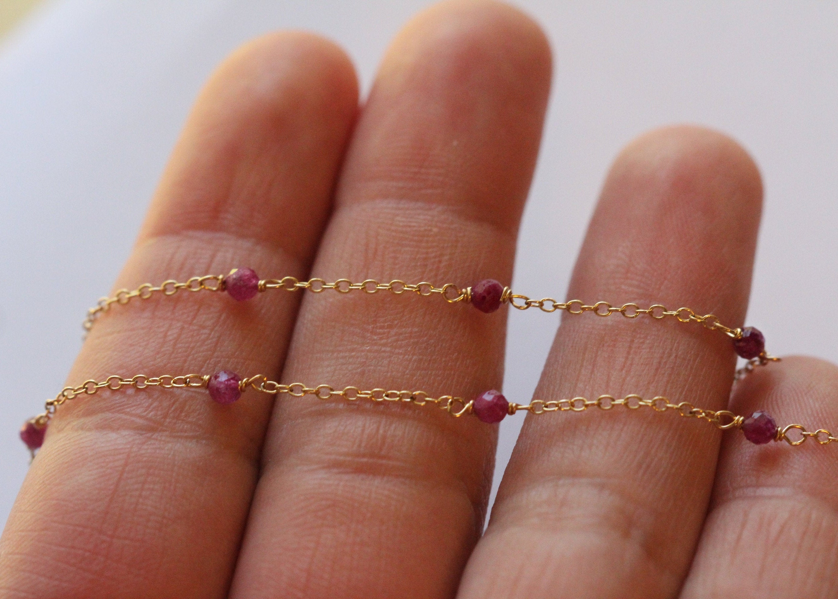 Tiny Ruby Necklace 14K Gold or Sterling Silver Ruby Necklace | Etsy