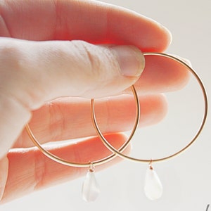 Moonstone Hoop Earrings, Hoop Earrings with Gemstone, Gold Moonstone Hoops, June Birthstone Gift, Moonstone Earrings, Natural Moonstone