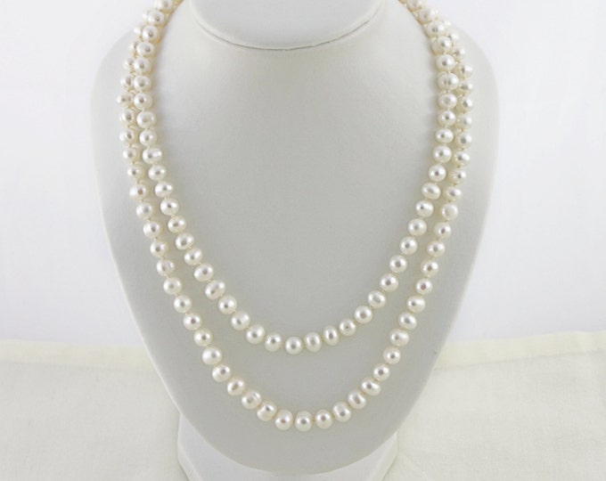 Vintage Double Strand Champagne Glass Pearl Necklace and Bracelet, Art