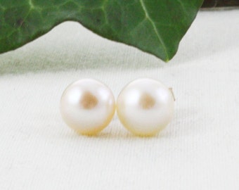 Saltwater Pearl Earrings, Saltwater Pearl Studs, AAA Saltwater Pearls, Gold Filled Studs, 14K Gold Studs, Sterling Silver Pearl Earrings