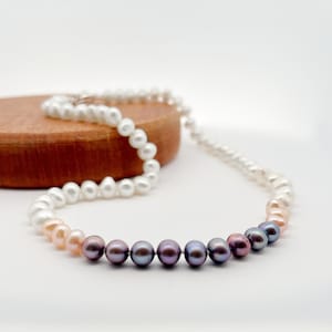 Ombre Pearl Necklace, Pink Pearl Necklace, Purple Pearl Necklace, White Pearl Necklace, Cultured Pearl Necklace, Freshwater Pearls