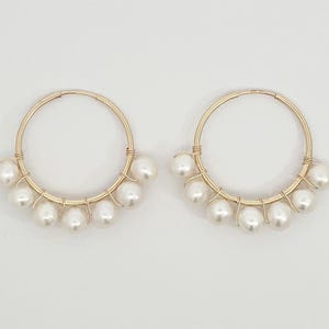 Geometric Pearl Hoops, Freshwater Pearl Hoops, Tribe Hoop Earrings, Semicircle Hoops, Semicircle Hoop Earrings, Boho Gold Hoops