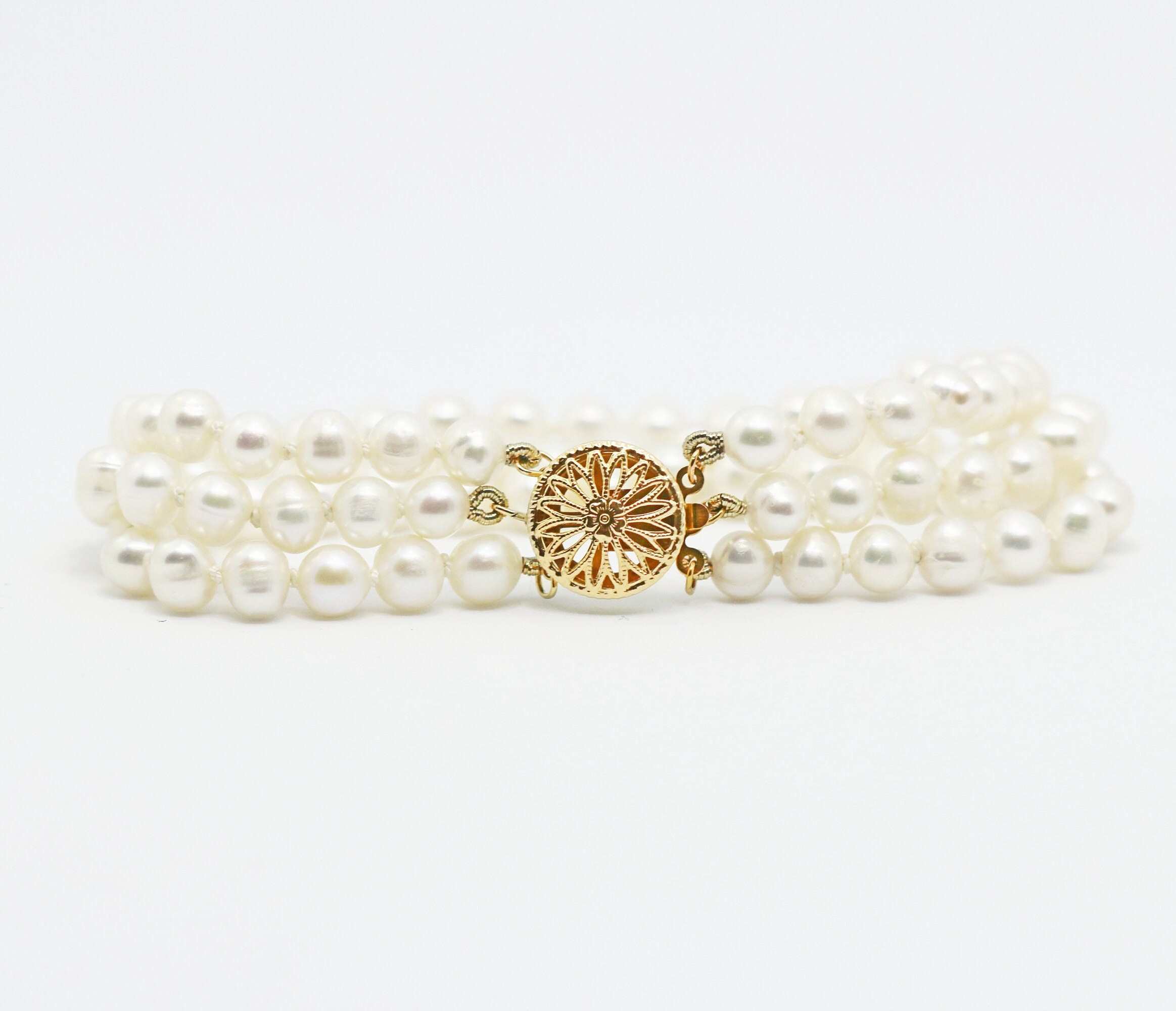 Antique Triple Strand Pearl and Diamond Necklace c. 1910 - Antique Jewelry  | Vintage Rings | Faberge EggsAntique Jewelry | Vintage Rings | Faberge Eggs