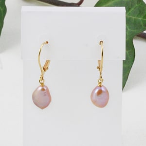 Pink Pearl Drop Earrings, Pale Rose Pearl Earrings, Pink Bridesmaid Earrings, Pink Wedding Earrings, Pink Freshwater Pearl Earrings