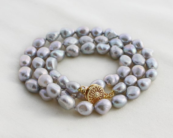 Grey baroque pearl necklace shop