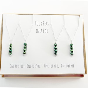 Friendship Necklace for 4, Gift for 4 Besties, Friendship Jewelry for 4, 4 Friendship Necklaces, Peas in a Pod Necklace Set for 4