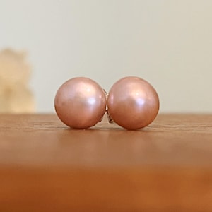 Pink Freshwater Pearl Studs: 14K Gold Filled Post Earrings