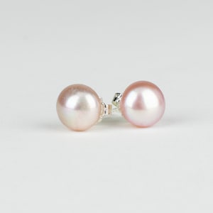 Roze parelstekers, roze zoetwaterpareloorbellen, echte pareloorbellen, paarse pareloorbellen, 14 kt gouden pareloorbellen
