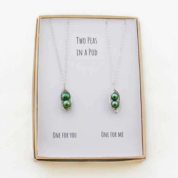 Friendship Necklace for 2, Gift for Best Friend, Friendship Jewelry, Friendship Necklaces, Galentine's Day Gift, Peas in a Pod Necklace Set