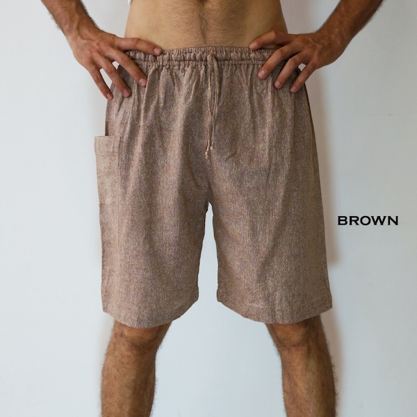 Men Summer Khadi Cotton Shorts, yoga shorts, beach shorts, hand-woven cotton, hippie shorts