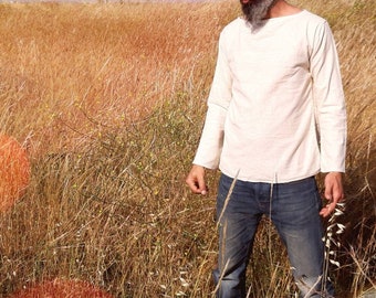 Men Khadi cotton Shirt with long sleeve,cotton kurta, men tribal shirt, Hippie shirt,cotton top,natural clothing