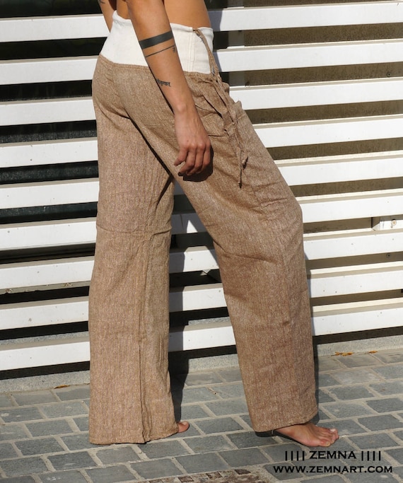 Buy NAARIY Women Khadi Cotton Regular Pants|Beige|Size -M at Amazon.in