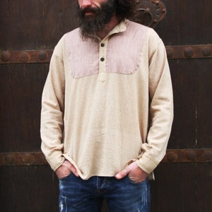 Men Khadi cotton Shirt with long sleeves, men kurta, men tribal shirt, hippie shirt, primitive shirt,