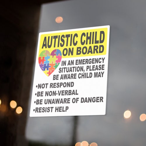 Child With Autism on Board Sticker Car Truck Window Vehicle - Etsy