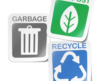 Garbage Trash Recycle Compost Stickers Labels Decals