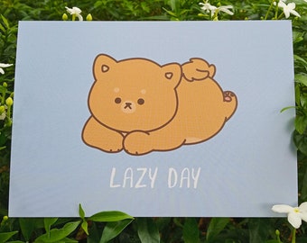 Lazy Day Shiba Inu Dog Art Print | Postcard Print | Greeting Card | A6 Print