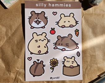 Silly Hamster Sticker Sheet | Laptop Sticker | Cute Hamster | Waterproof Sticker