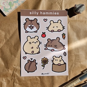 Silly Hamster Sticker Sheet | Laptop Sticker | Cute Hamster | Waterproof Sticker