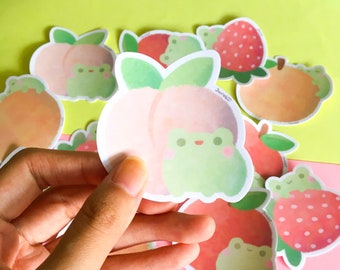 Fruit Frog Vinyl Sticker Set | Cute Waterproof | Laptop Sticker | Hydroflask | Deco Stickers | Scrapbooking