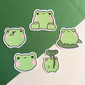 Frog Vinyl Sticker Set Journalling Planner Sticker Waterproof Laptop Sticker Frog Gift image 1
