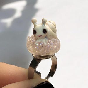 Snail Ring – Handmade Clay Garden Jewelry – Adjustable Nature-Inspired Ring – Unique Animal Gift – Cute Slow Living Snail Accessory