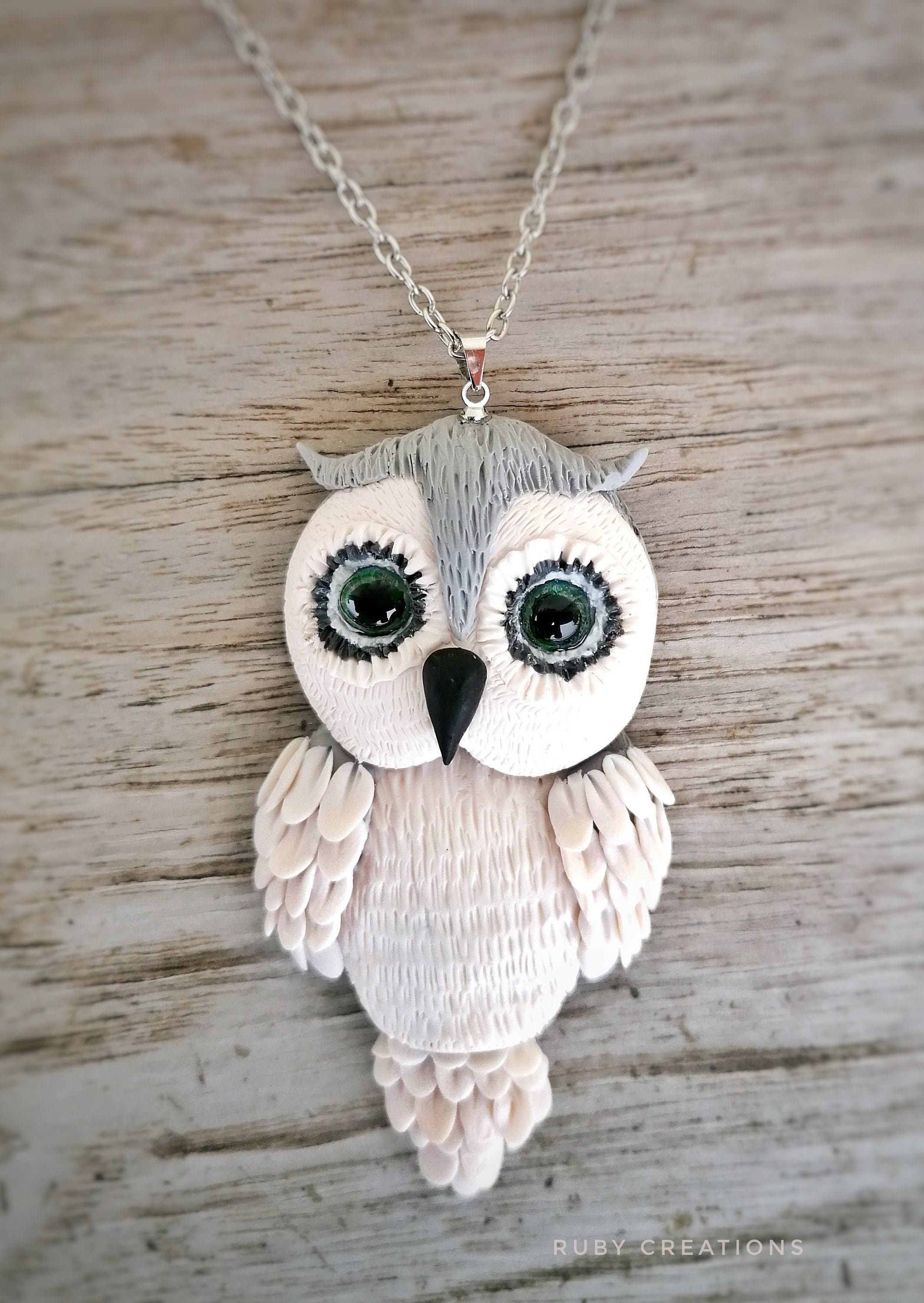 Handmade Polymer Clay Owl Necklace: Nature Inspired Pendant