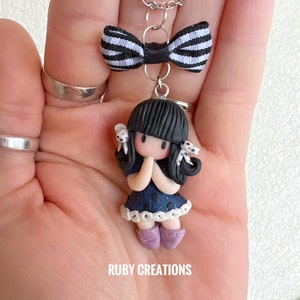 Cute Doll Necklace – Handmade Chibi Doll Pendant – Polymer Clay Jewelry – One of a Kind Art Doll – Fantasy Jewelry